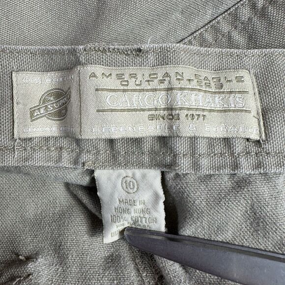 Vintage Y2K American Eagle CARGO KHAKIS Size 10 High Rise Boot Cut Pants 30x30.5 - Picture 11 of 11